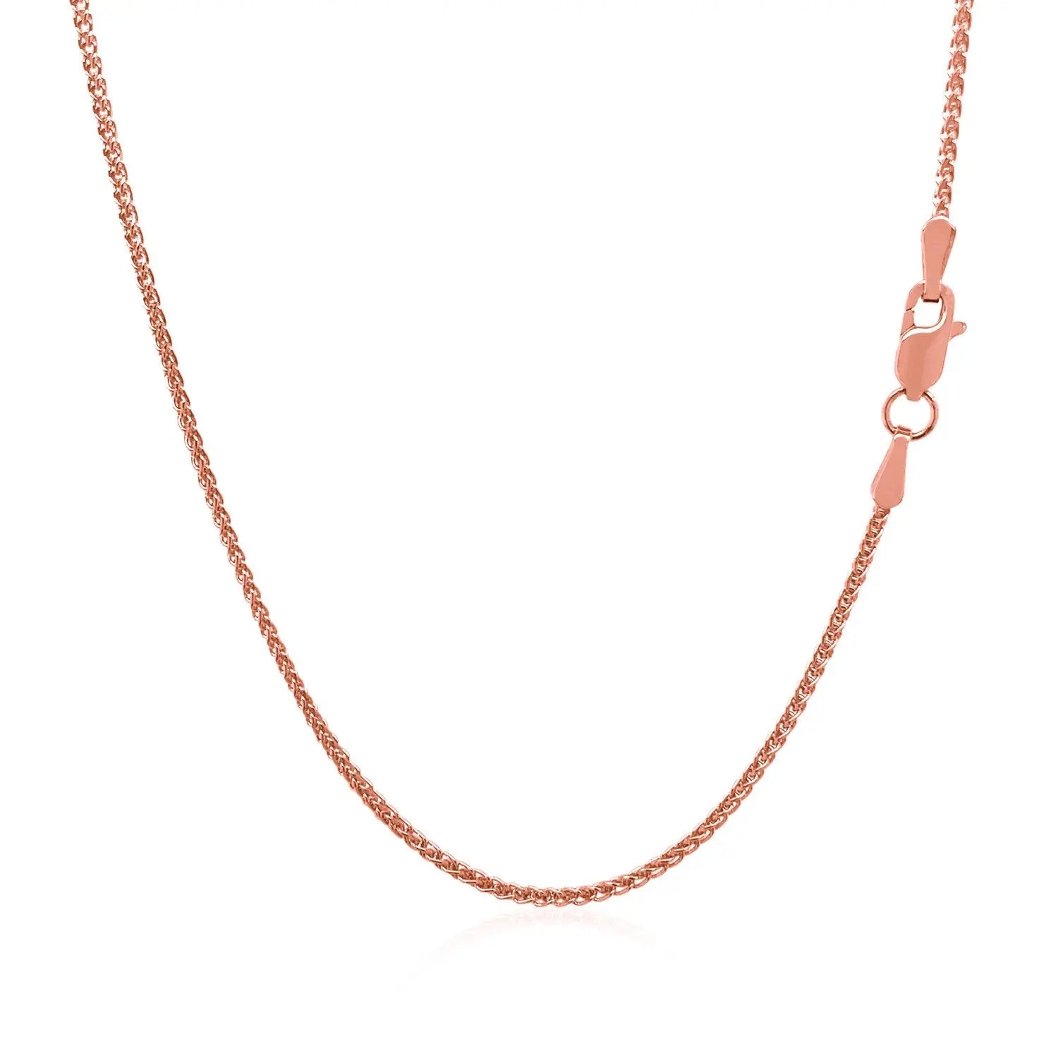 14k Rose Gold Diamond Cut Round Wheat Chain (1.20 mm)Monde Trend