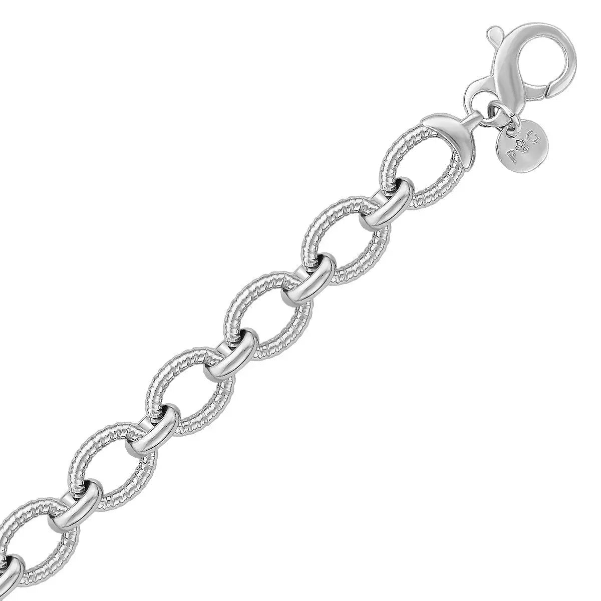 Sterling Silver Oval Cable Design Chain Link Bracelet (9.65 mm) RCJ