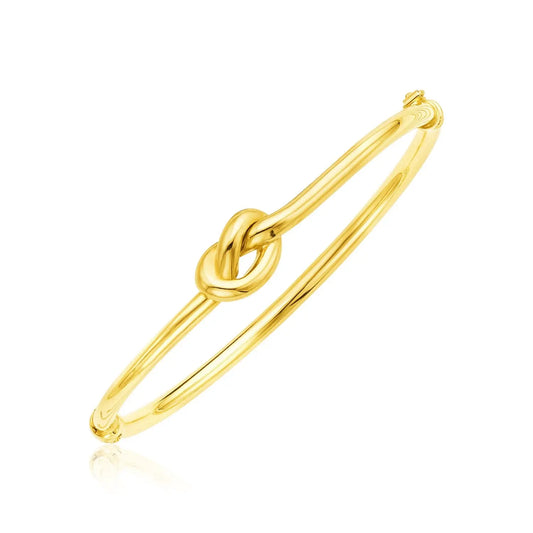 14k Yellow Gold Bangle Bracelet with Polished Knot (9.50 mm) RCJ