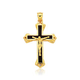 14k Yellow Gold Black Onyx Cross Pendant RCJ