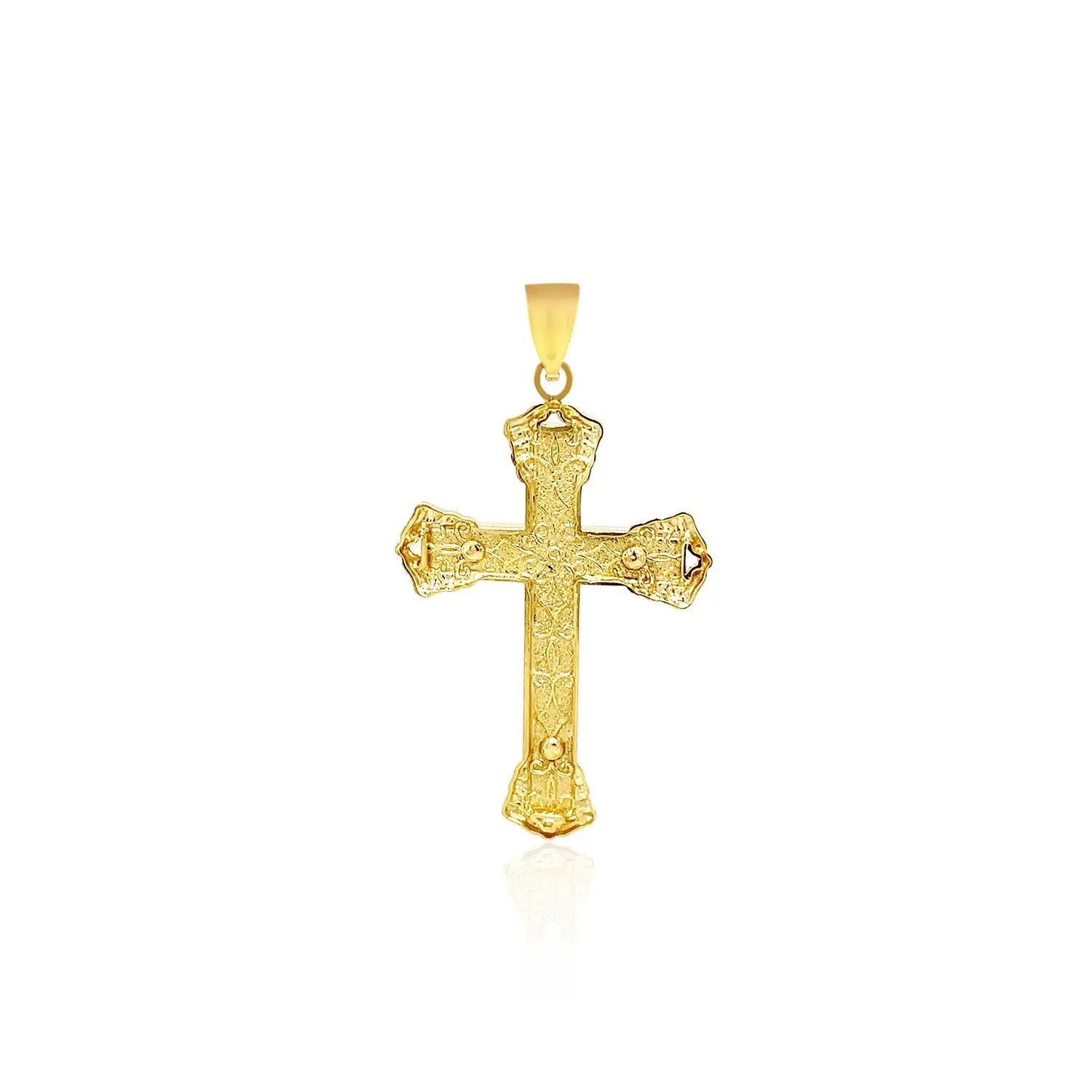 14k Yellow Gold Black Onyx Cross Pendant RCJ