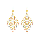 Textured Chandelier Earrings with Ball Drops in 14k Tri Color Gold RCJ