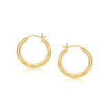 14k Yellow Gold Hoop Earring with Diamond-Cut Finish(3x25mm) RCJ