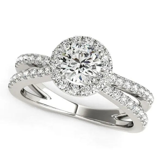 14k White Gold Diamond Engagement Ring with Split Shank Design (1 1/2 cttw)Monde Trend