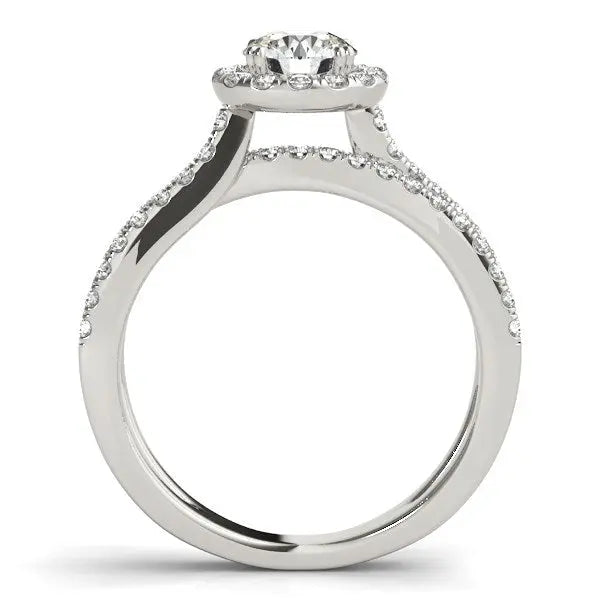 14k White Gold Diamond Engagement Ring with Split Shank Design (1 1/2 cttw)Monde Trend