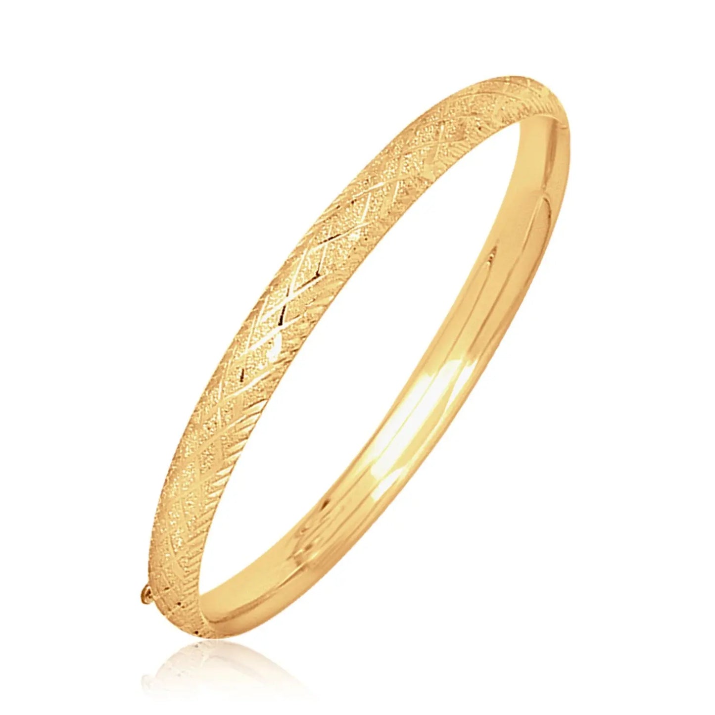 14k Yellow Gold Diamond Cut Design Dome Motif Childrens Bangle (5.50 mm) RCJ