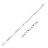 Rhodium Plated 3.7mm Sterling Silver Curb Style Chain (3.70 mm) RCJ