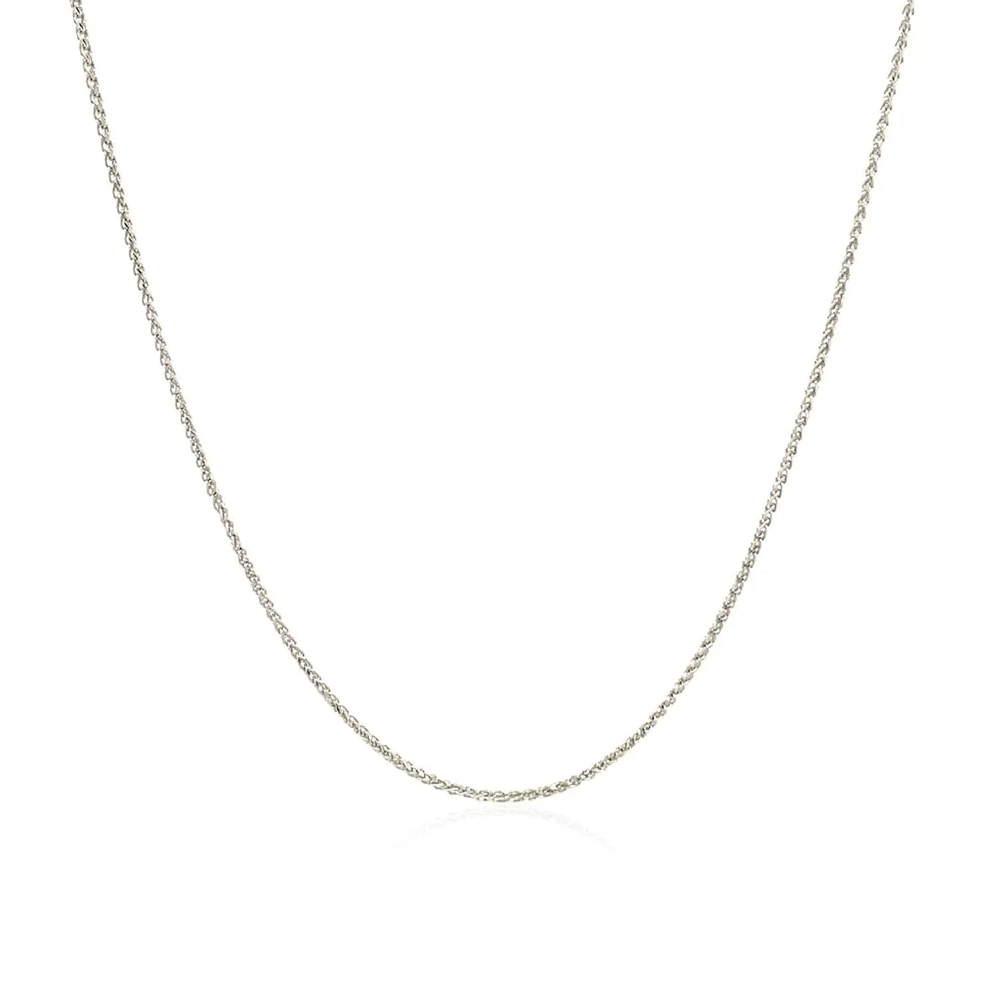 14k White Gold Diamond Cut Round Wheat Chain (0.60 mm)Monde Trend