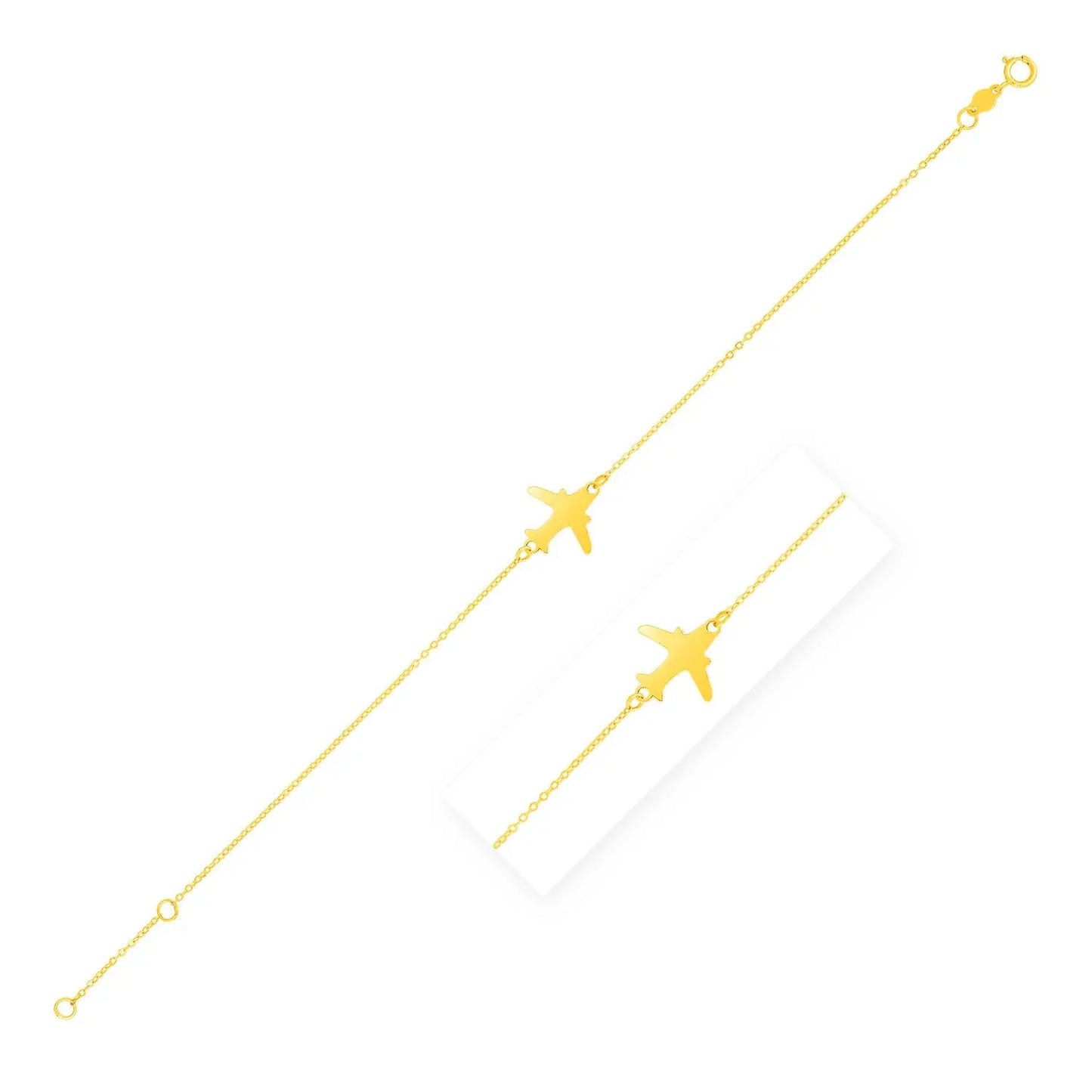 14K Yellow Gold Airplane Bracelet (1.00 mm) RCJ