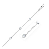 14k White Gold Anklet with Round White Cubic ZirconiaMonde Trend