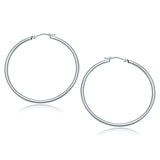 14k White Gold Polished Hoop Earrings (2x40mm) RCJ