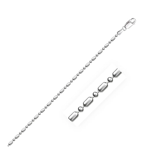 14k White Gold Diamond-Cut Alternating Bead Chain (1.30 mm)Monde Trend