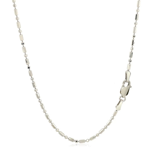 14k White Gold Diamond-Cut Alternating Bead Chain (1.30 mm)Monde Trend