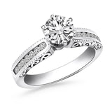 14k White Gold Channel Set Engagement Ring with Engraved SidesMonde Trend