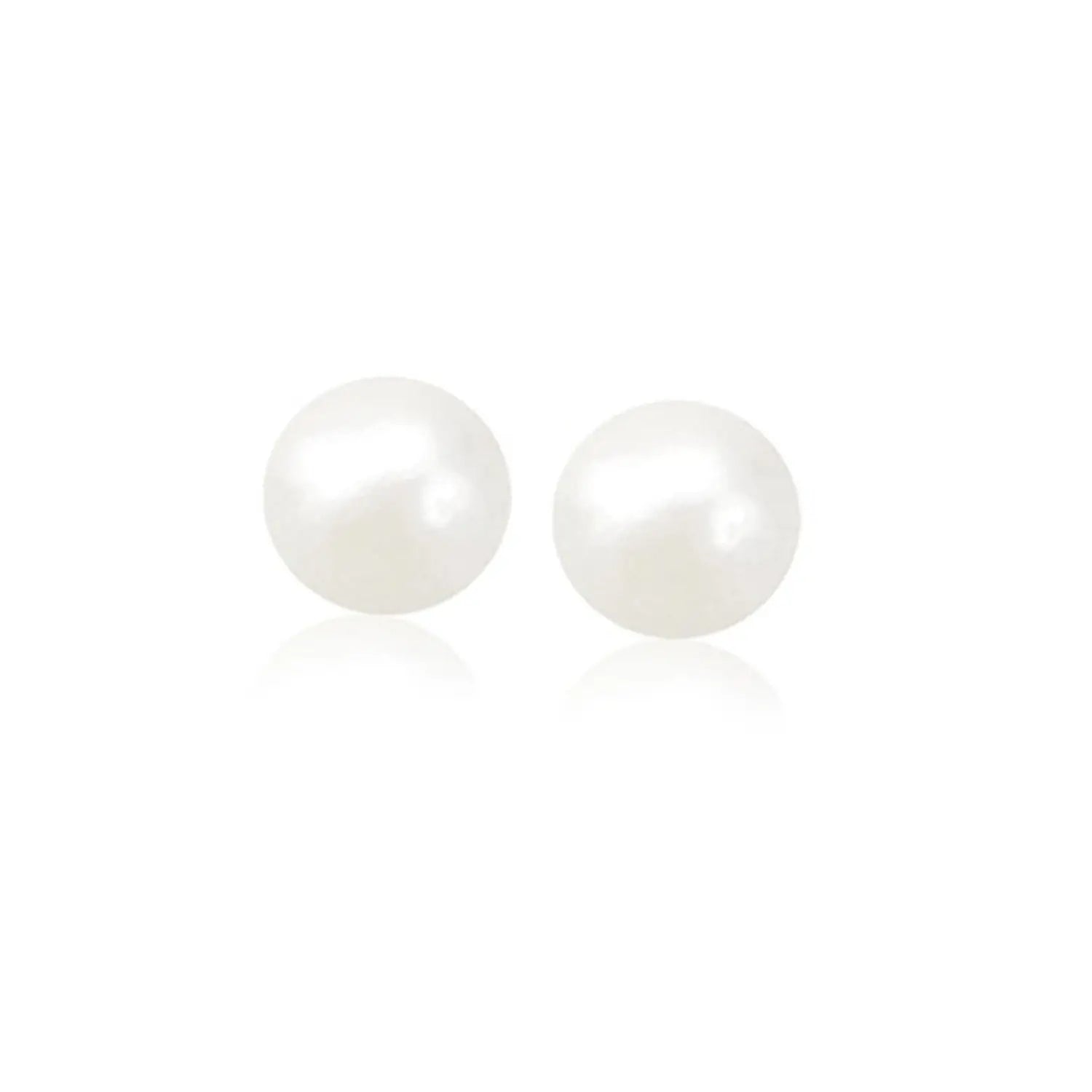 14k Yellow Gold Freshwater Cultured White Pearl Stud Earrings (8mm) RCJ