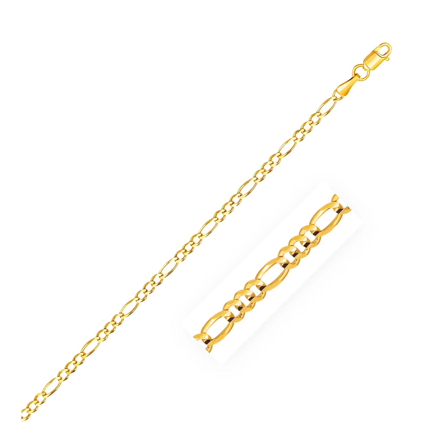 2.8mm 14k Yellow Gold Figaro Anklet RCJ