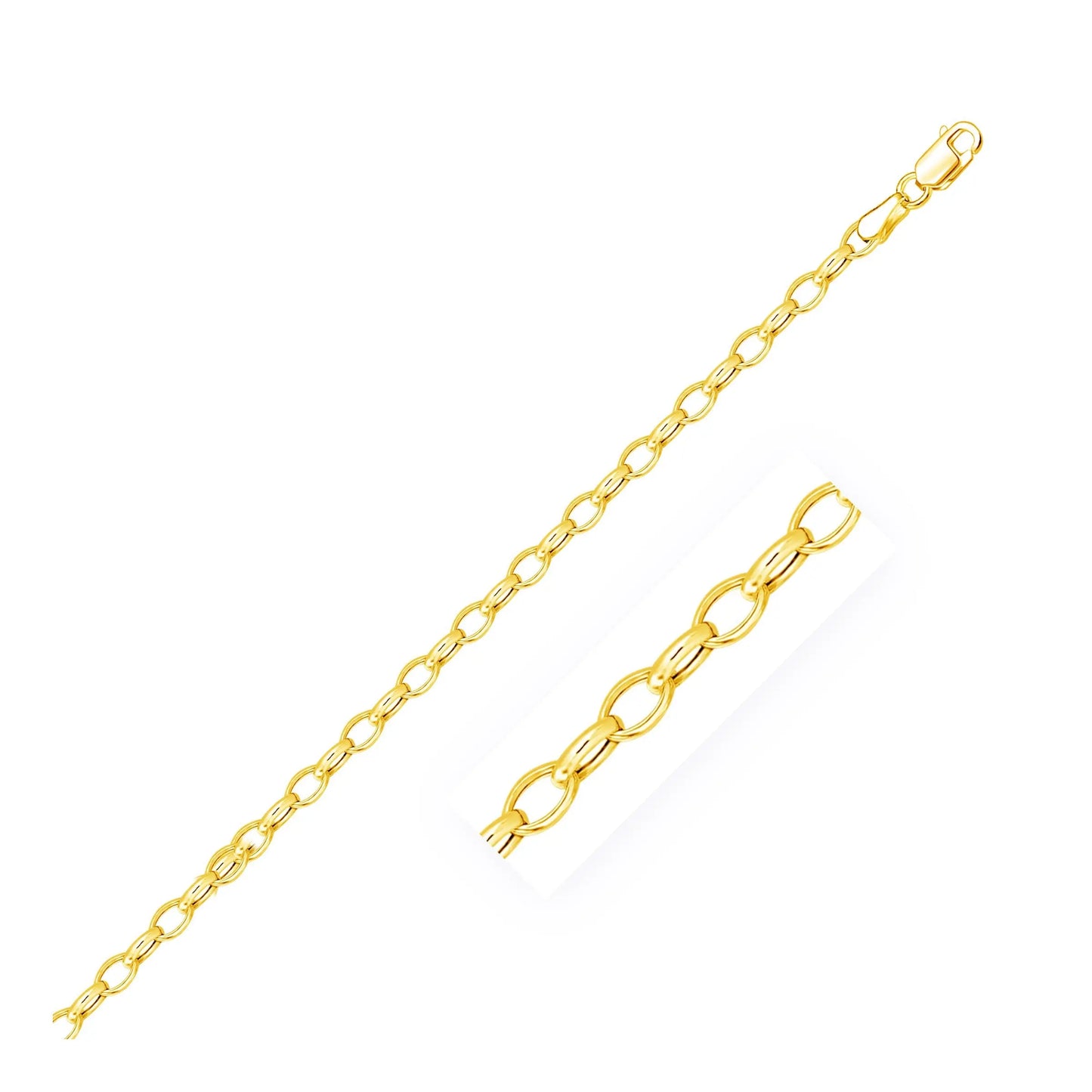 14k Yellow Gold Oval Rolo Bracelet  (3.20 mm) RCJ