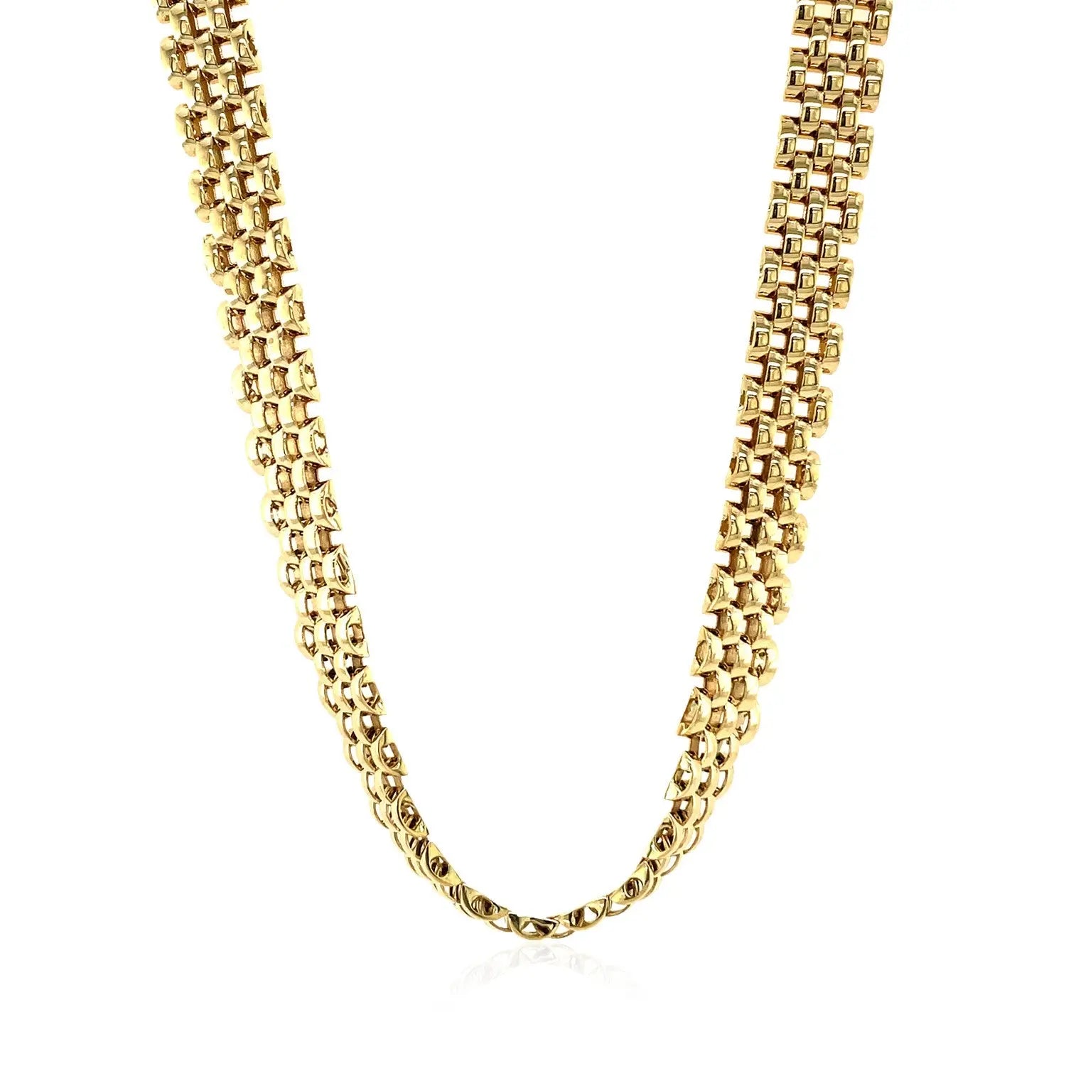 14k Yellow Gold Fancy Polished Multi-Row Panther Link Necklace RCJ