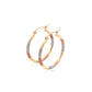 14k Tri-Color Textured Hoop Earrings (2x22mm)Monde Trend