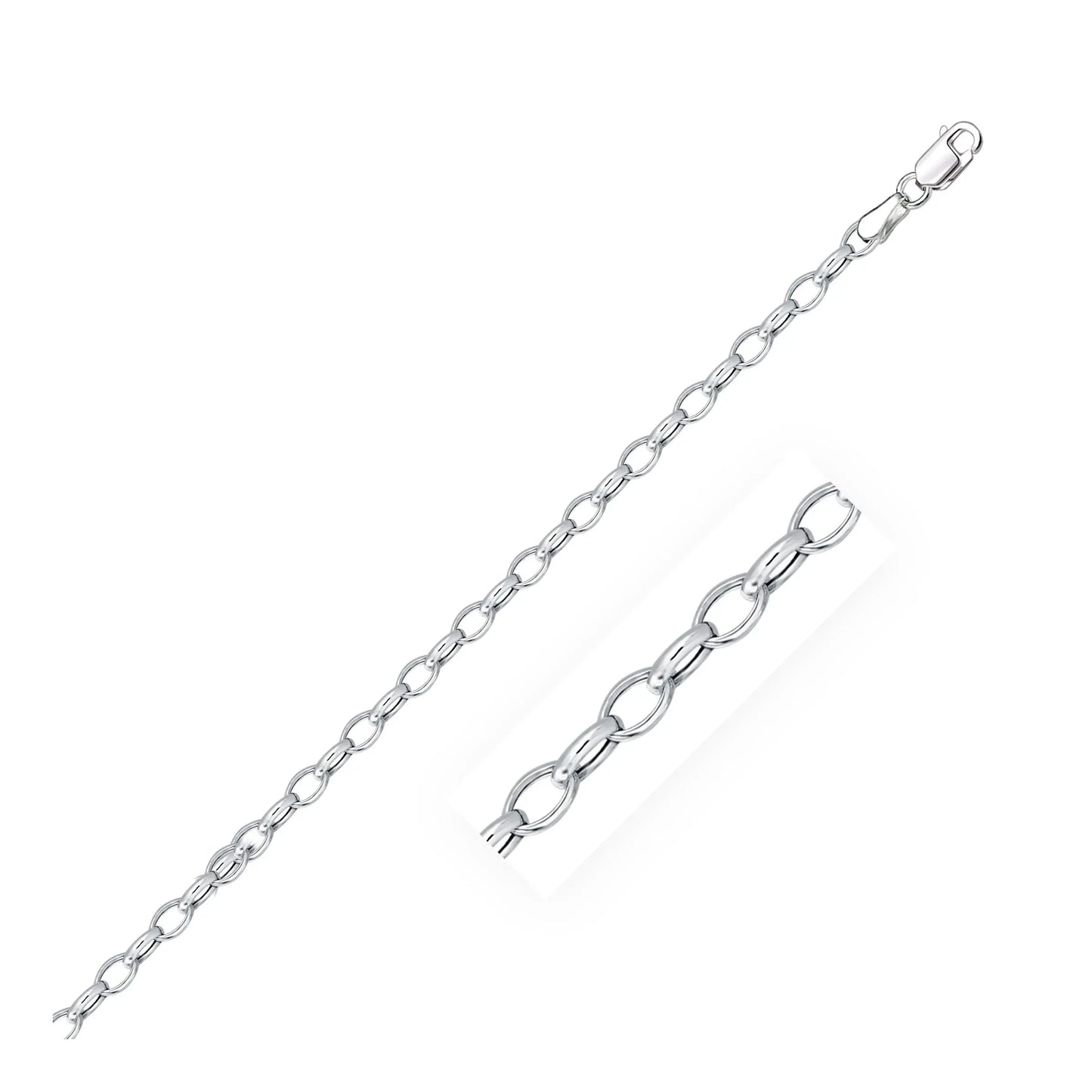 3.2mm 14k White Gold Oval Rolo Chain (3.20 mm) RCJ