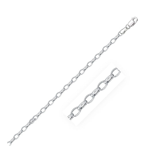 3.2mm 14k White Gold Oval Rolo Chain (3.20 mm) RCJ