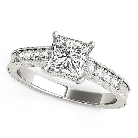 14k White Gold Antique Style Diamond Engagement Ring (1 1/8 cttw)Monde Trend