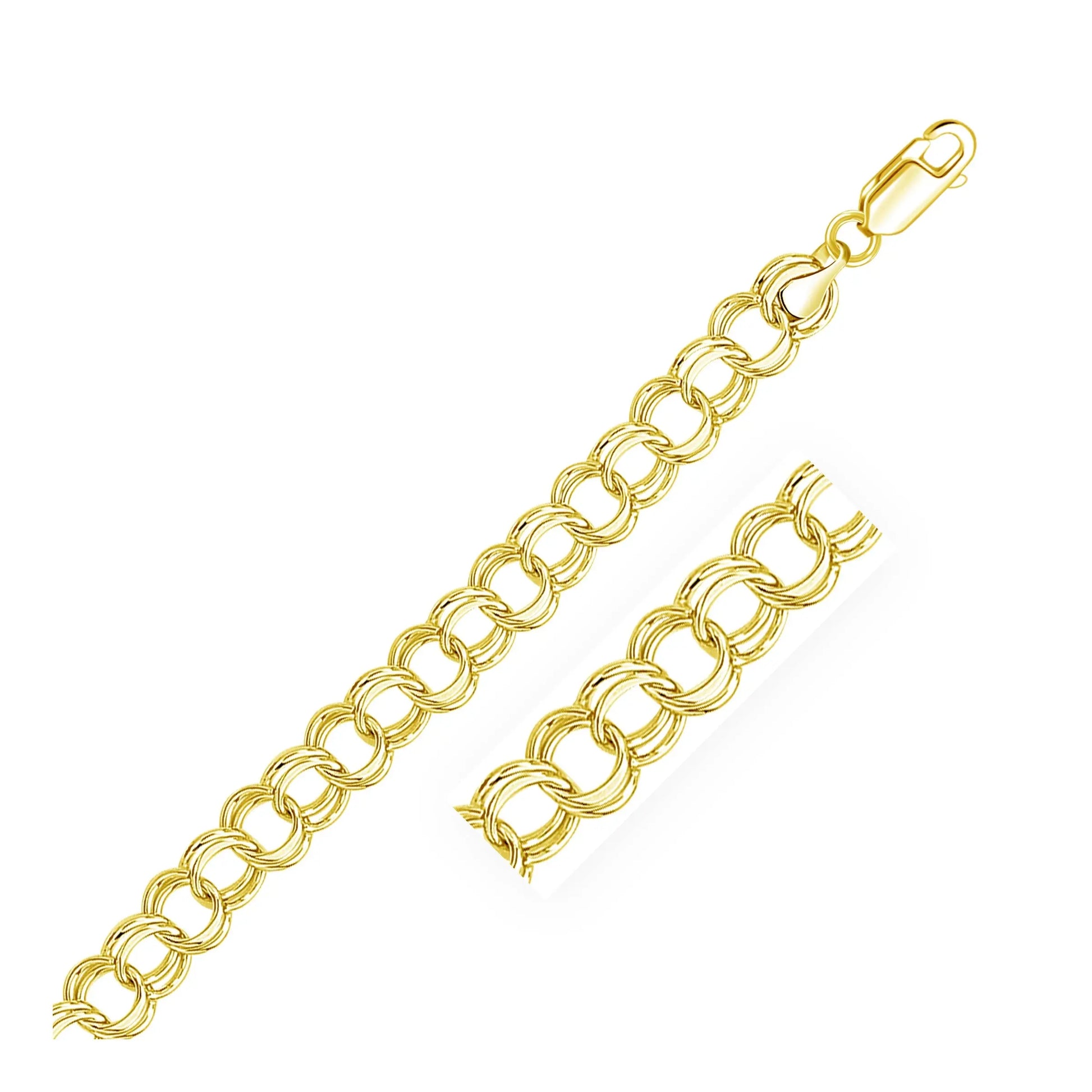 14k Yellow Gold Solid Double Link Charm Bracelet (8.00 mm) RCJ