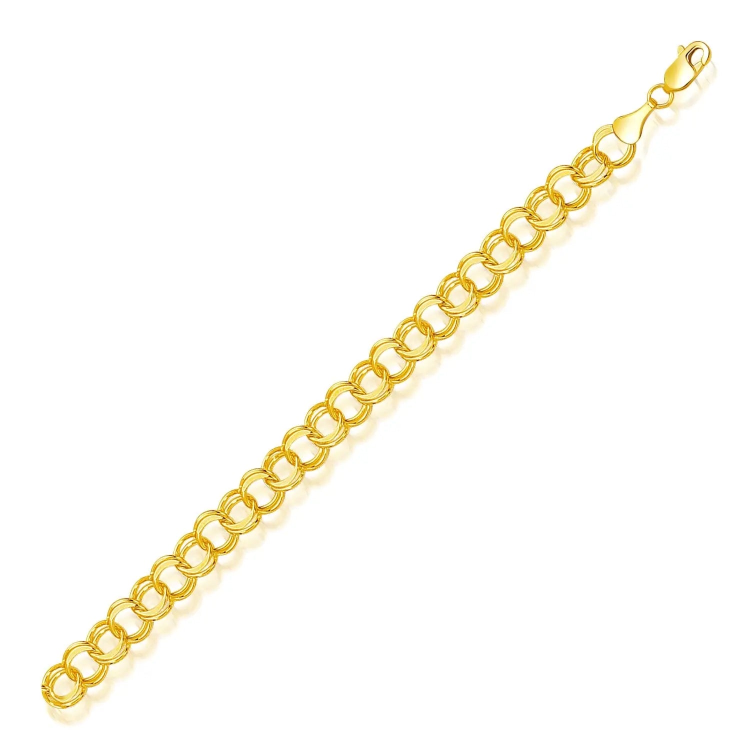 14k Yellow Gold Solid Double Link Charm Bracelet (7.00 mm) RCJ