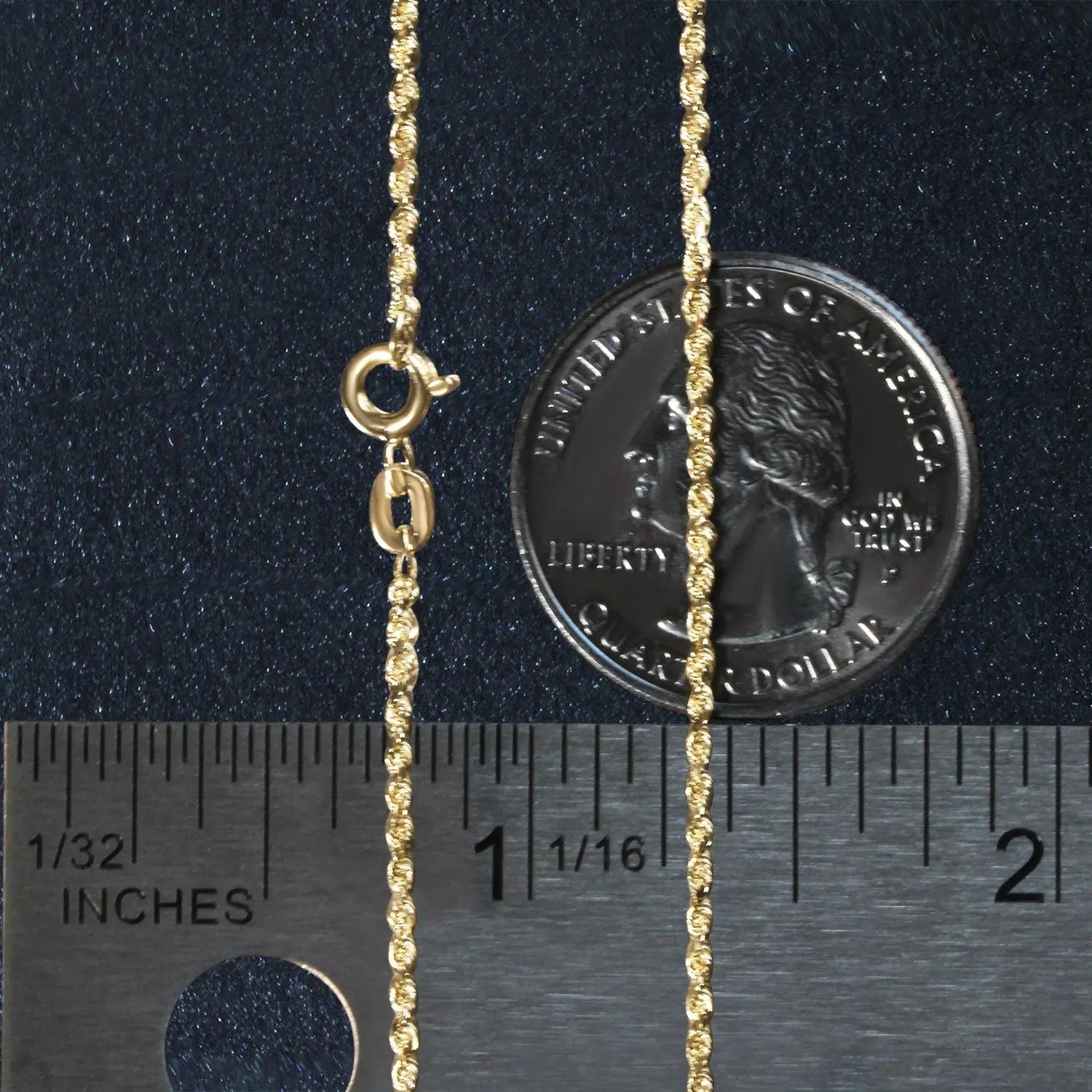 10k Yellow Gold Solid Diamond Cut Rope Chain (1.40 mm)Monde Trend