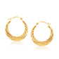 14k Yellow Gold Textured Graduated Twist Hoop Earrings RCJ