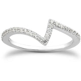 14k White Gold Fancy Zig Zag Pave Diamond Wedding Ring BandMonde Trend