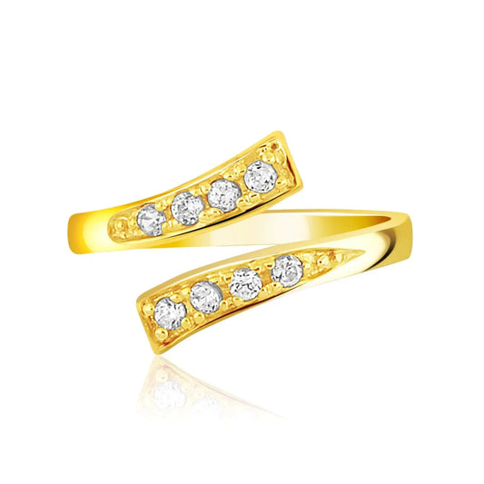 14k Yellow Gold Contemporary Cubic Zirconia Accented Toe Ring RCJ