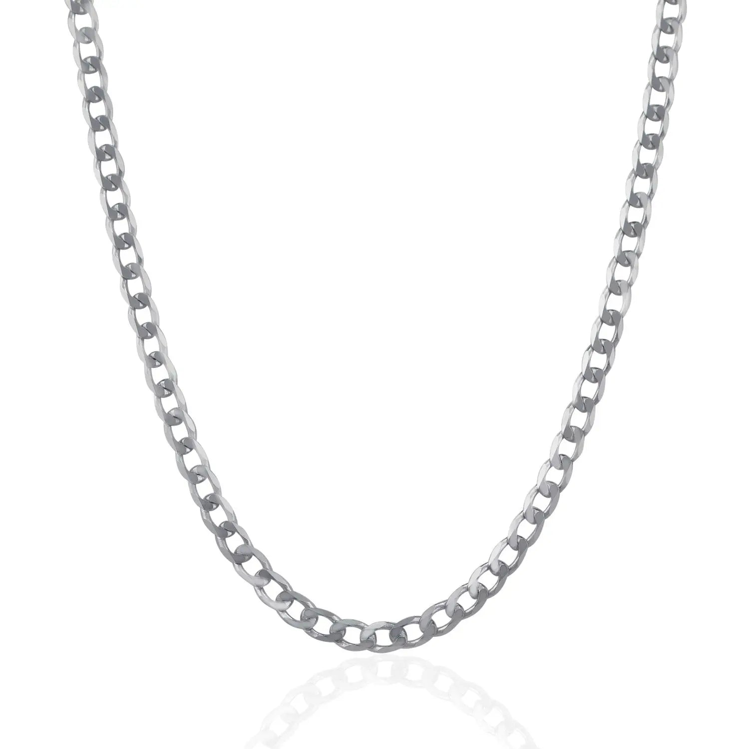 Rhodium Plated Sterling Silver Curb Style Chain (4.70 mm) RCJ