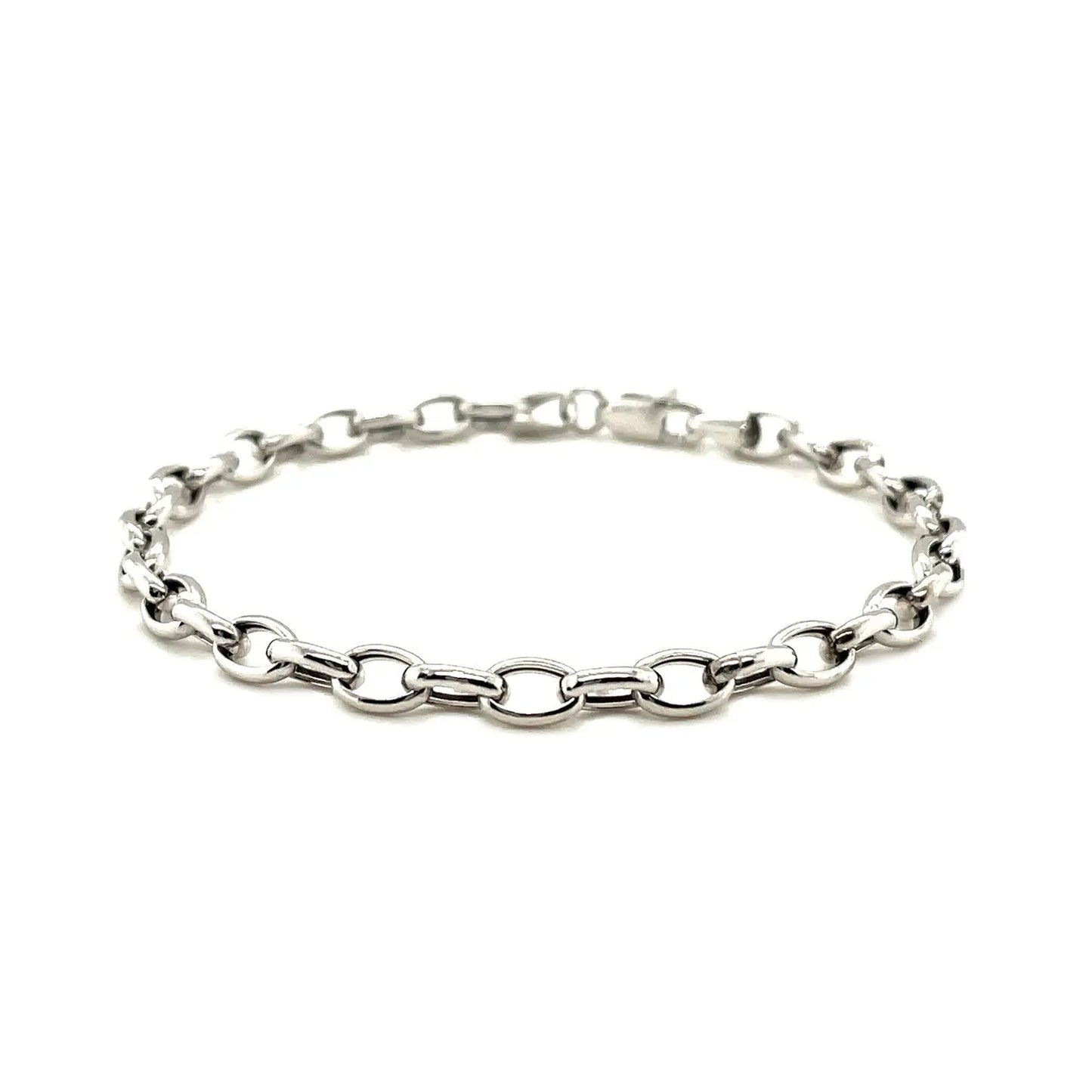 14k White Gold Oval Rolo Bracelet  (4.60 mm)Monde Trend