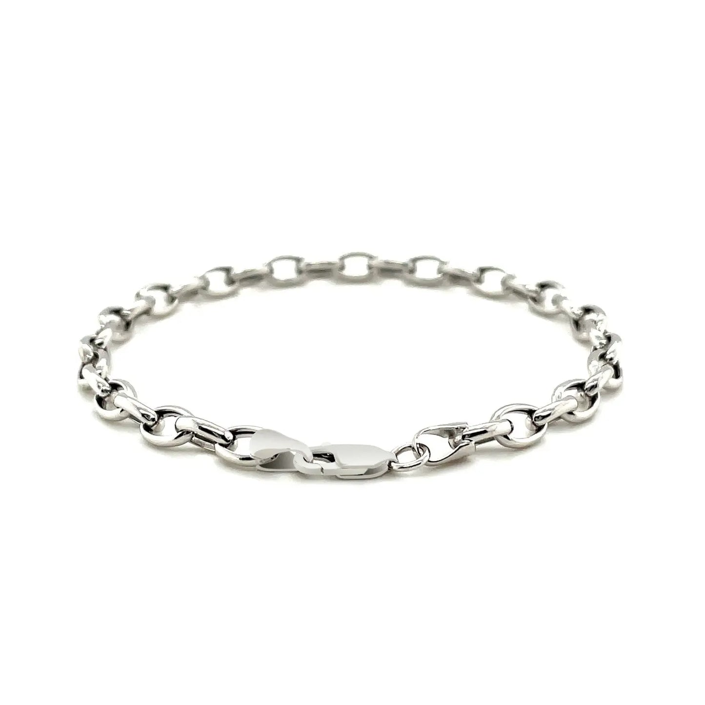 14k White Gold Oval Rolo Bracelet  (4.60 mm)Monde Trend