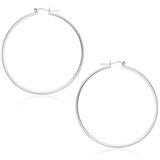 14k White Gold Polished Hoop Earrings (1.5x45mm) RCJ