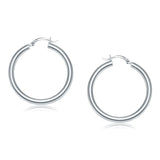 14k White Gold Polished Hoop Earrings (4x40mm) RCJ