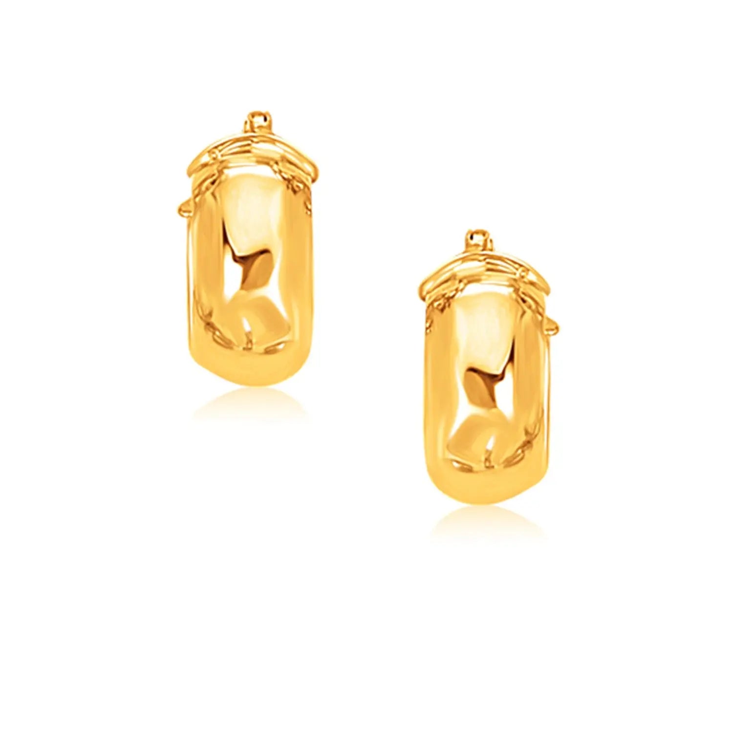 14k Yellow Gold Wide Small Hoop Earrings with Snap Lock RCJ