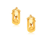 14k Yellow Gold Wide Small Hoop Earrings with Snap Lock RCJ