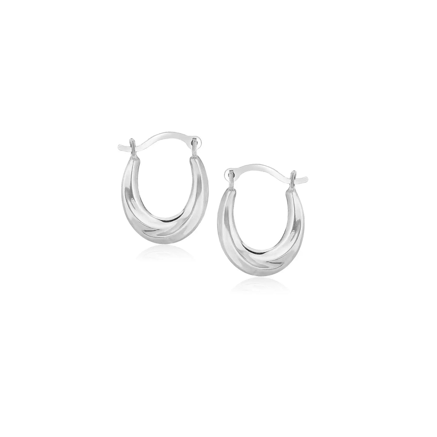 10k White Gold Oval Hoop EarringsMonde Trend