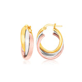 14k Tri-Color Gold Domed Tube Intertwined EarringsMonde Trend