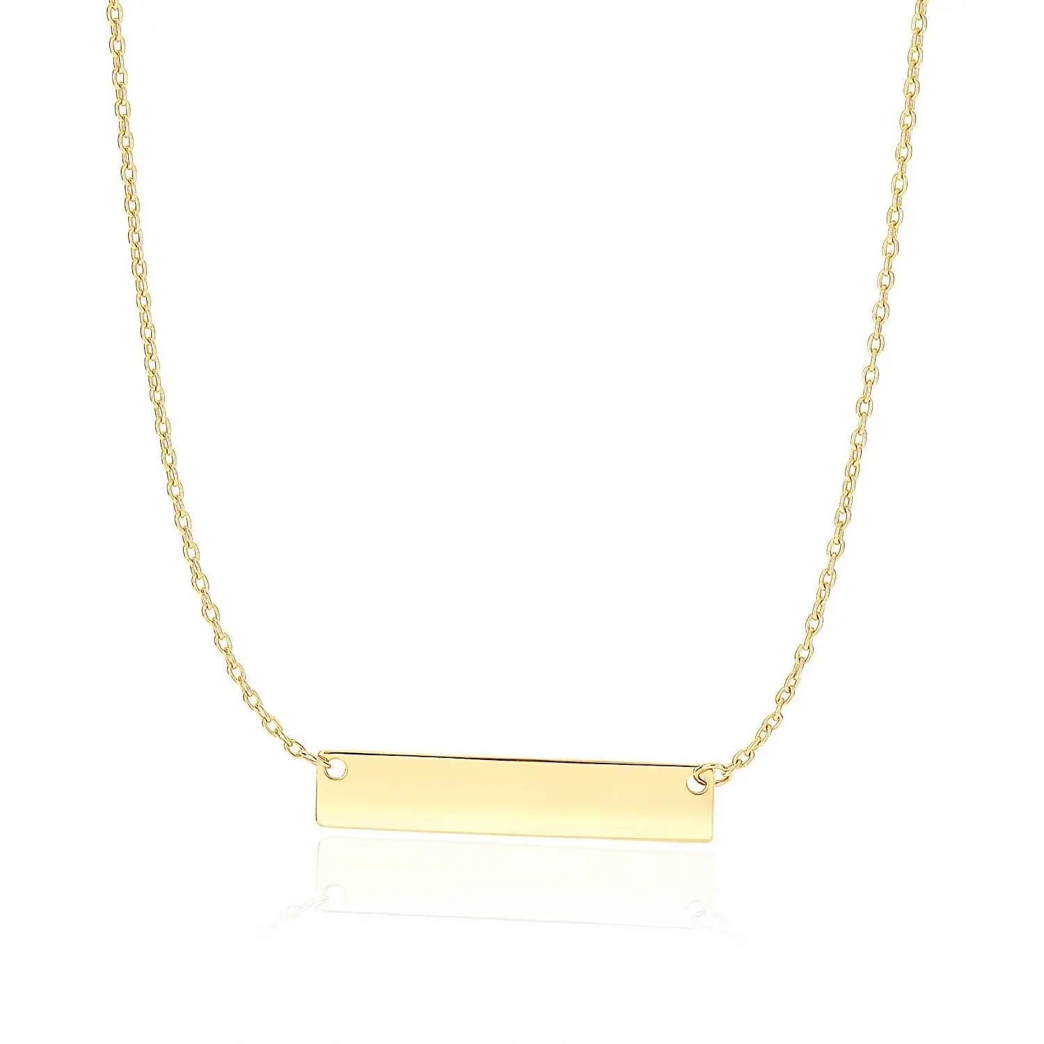 14k Yellow Gold Smooth Flat Horizontal Bar Style Necklace RCJ