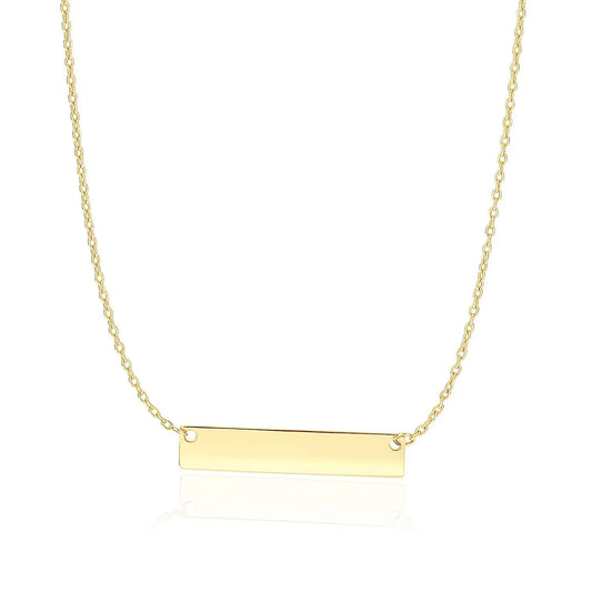 14k Yellow Gold Smooth Flat Horizontal Bar Style Necklace RCJ