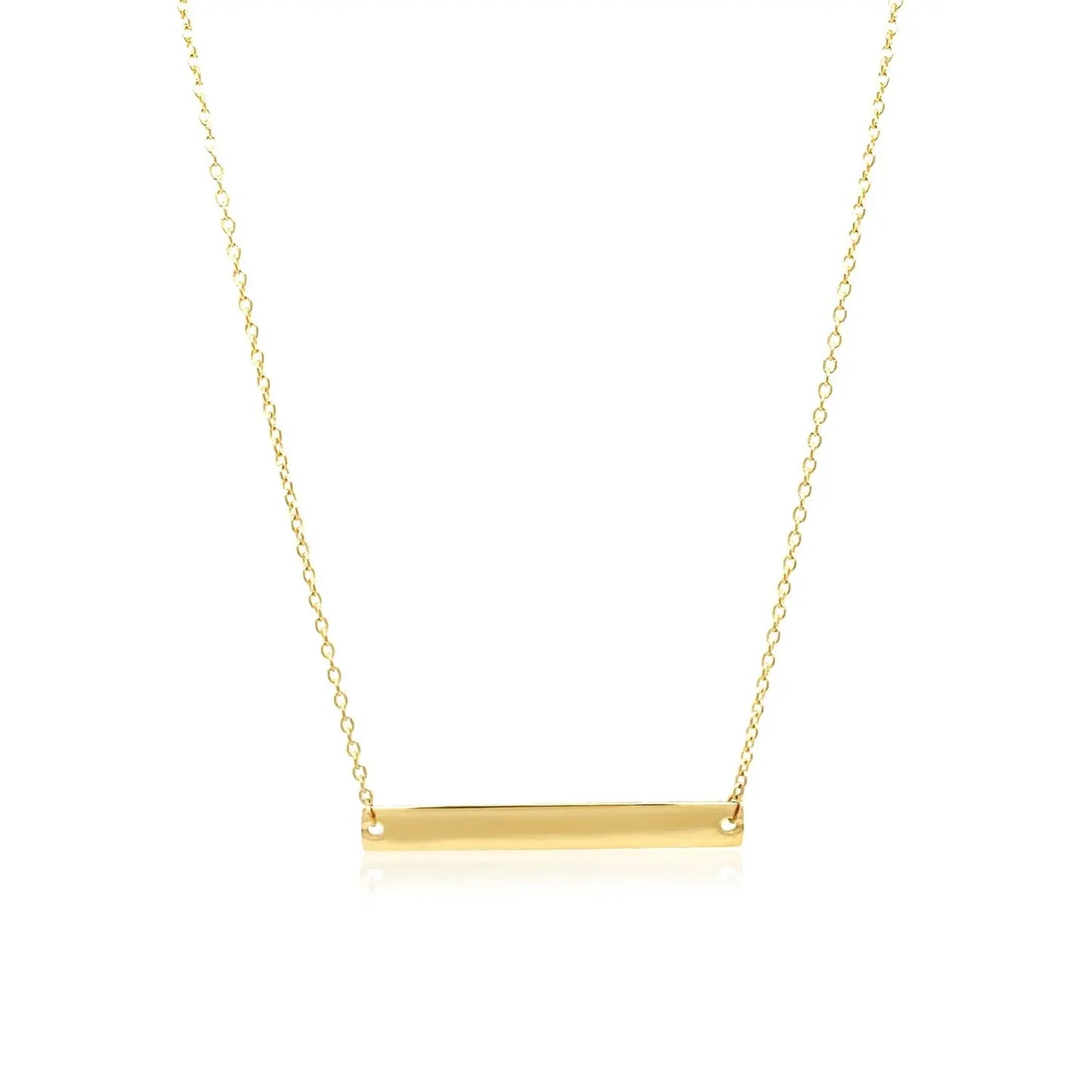 14k Yellow Gold Smooth Flat Horizontal Bar Style Necklace RCJ