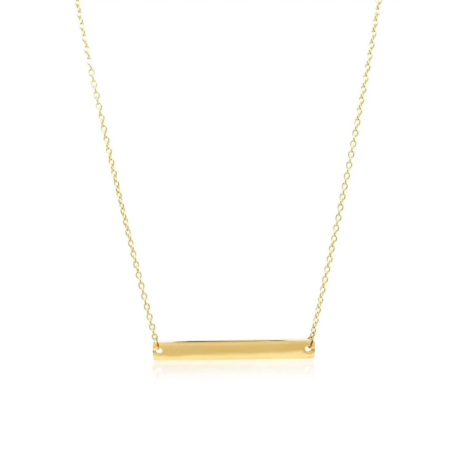 14k Yellow Gold Smooth Flat Horizontal Bar Style Necklace RCJ