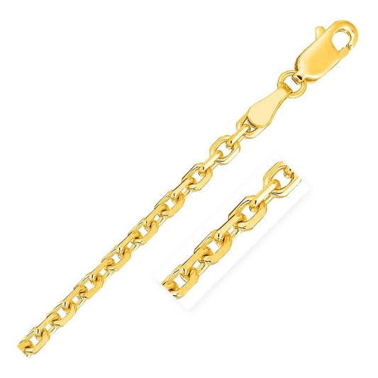 18k Yellow Gold Diamond Cut Cable Link Chain (2.60 mm) RCJ