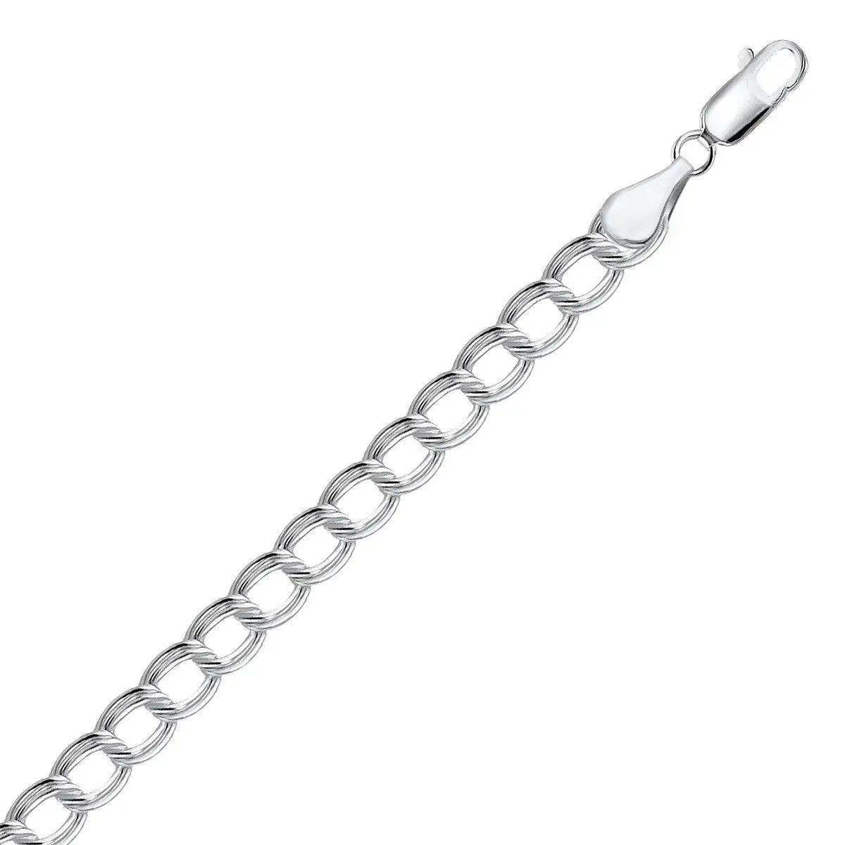 Sterling Silver Small Ridged Circular Chain Bracelet with Rhodium Plating (6.00 mm) RCJ