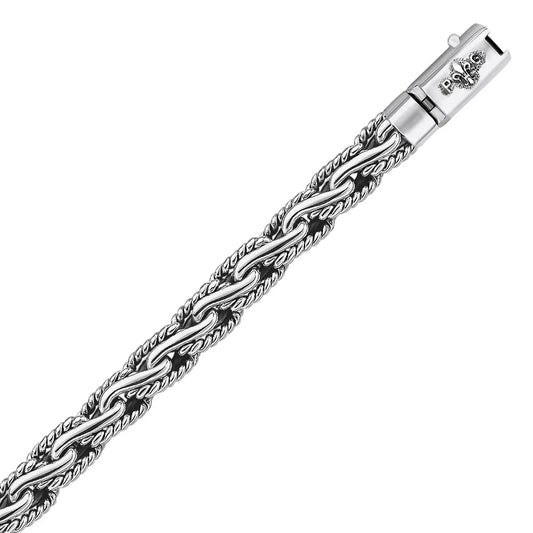 Oxidized Sterling Silver Mens Chain Bracelet in a Cable Motif (8.50 mm) RCJ