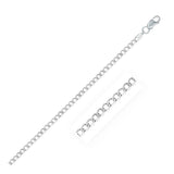 Rhodium Plated Sterling Silver Curb Style Chain (3.00 mm) RCJ