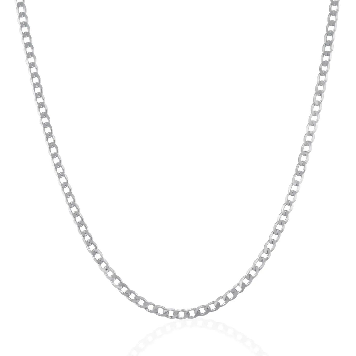 Rhodium Plated Sterling Silver Curb Style Chain (3.00 mm) RCJ